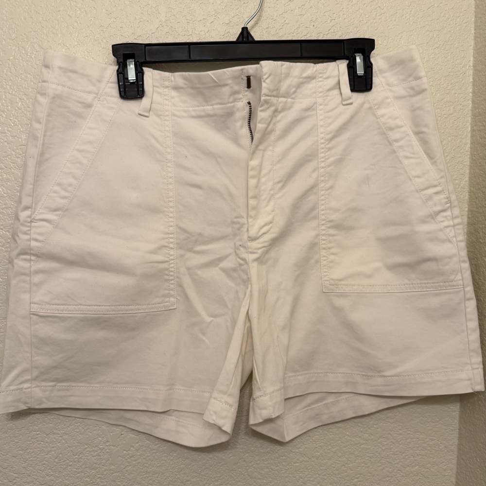 Banana Republic Cream High-Rise Utility Bermuda Shorts